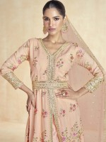 Peach Premium Silk Slit Anarkali Salwar Kameez